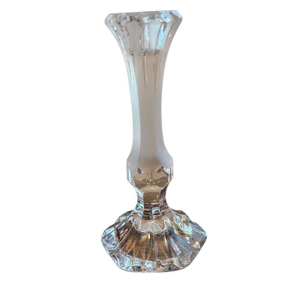 Vintage Polish Lead Crystal Tulip Candlestick Holder Taper 24% PbO Poland MCM